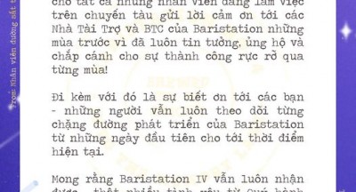 Thư ngỏ từ chuyến tàu Baristation no.4